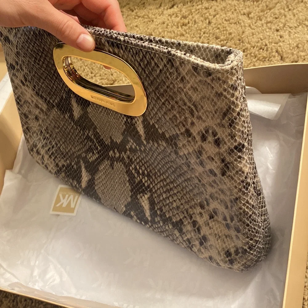 Michael Kors leather clutch snake skin (New) - Picture 2 of 7